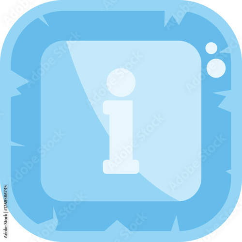 Ice framed button displaying information symbol, suggesting frozen data or inaccessible knowledge