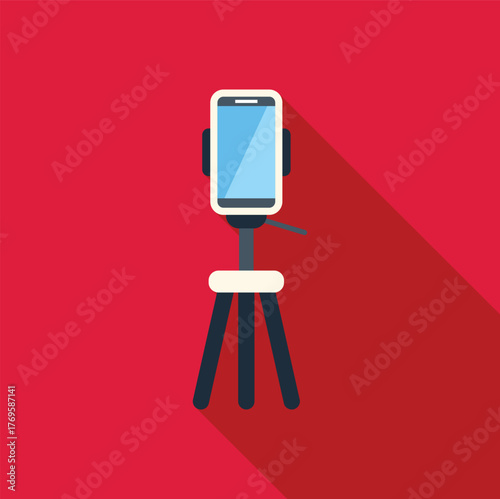 Modern smartphone on a tripod with holder, ready for broadcasting or recording video content