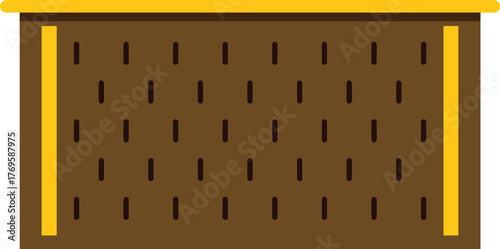 Simple and elegant reception desk with yellow details, perfect for modern office spaces