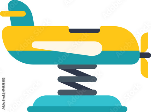 Yellow and teal airplane spring rider bringing joy and excitement to children's playtime