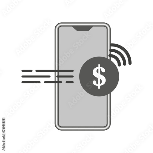 Mobile phone payment. Fast transaction symbol. Digital money transfer. Vector financial solution.
