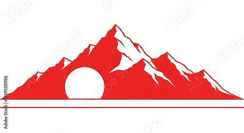 Majestic Red Mountain Range with Rising Sun - A Symbol of Adventure and Natural Beauty.
