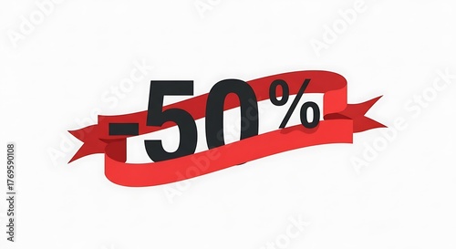 Promotional Offer - Bold 50 Discount on Red Ribbon.