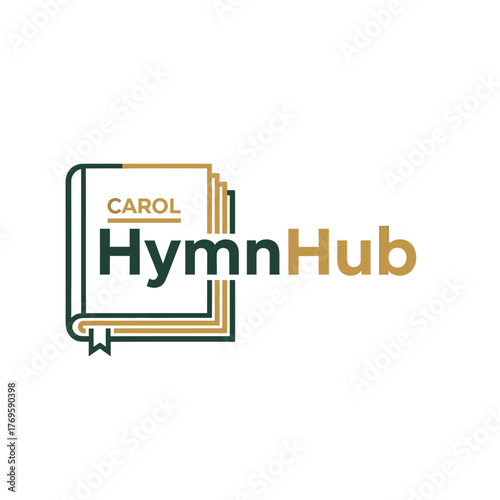 HymnHub Logo Featuring a Stylized Book and Bold Typography.