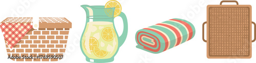 Picnic Set: Basket, Lemonade, Blanket & Grill Rack