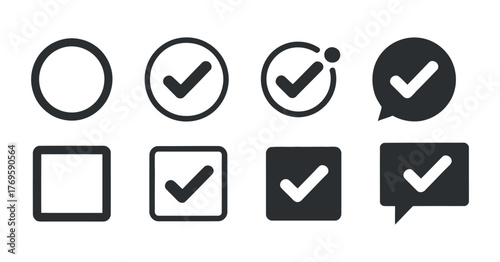 Check Mark Icon Set Validation Success Sign Vector Illustration