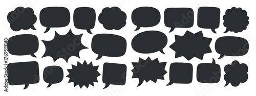 Black Silhouette Speech Bubbles Seamless Pattern Vector Illustration