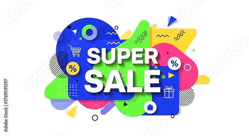 Super Sale Promotion - Colorful Abstract Design for Retail Marketing.