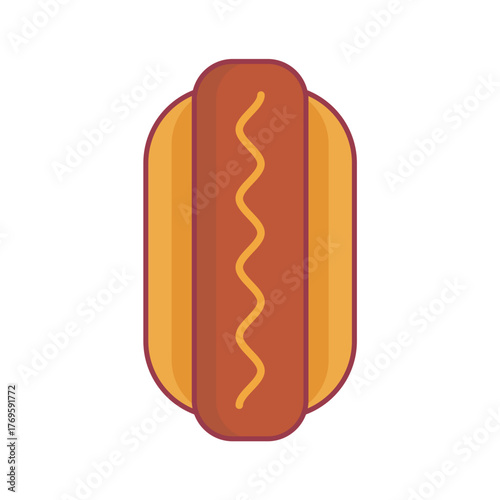 Single hot dog icon with colorful design. Hot dog cartoon illustration	