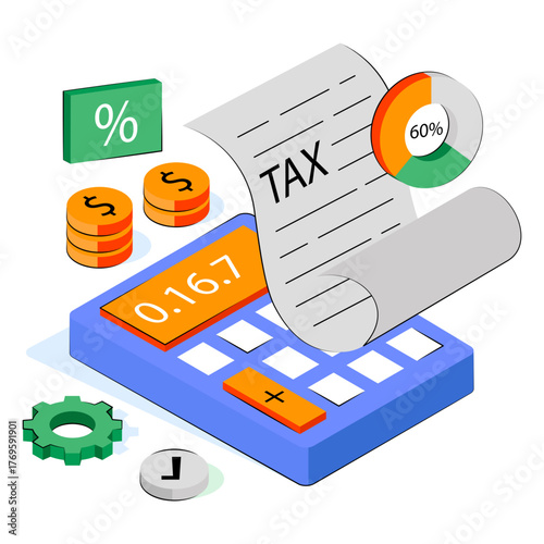 A colored design illustration of tax calculation 