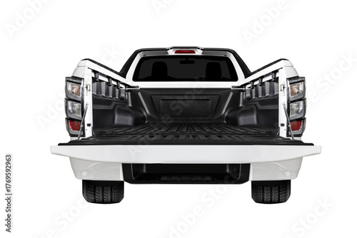 Bild auf Leinwand Open empty back of pickup truck pick up truck isolated on white background