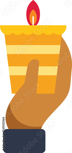 Hand holds a lit candle, symbolizing hope, remembrance, or celebration in a simple yet powerful image