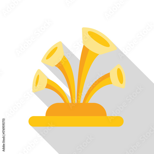 Vibrant yellow sea anemone thriving on a rock, creating a captivating underwater scene with a long shadow