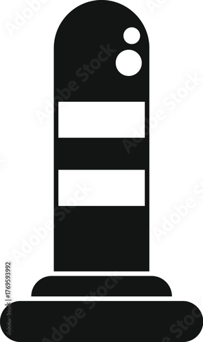 Parking bollard icon representing restricted access, depicted in a simple black and white design