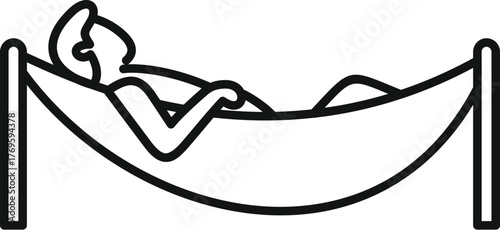Man relaxing lying in hammock enjoying summertime freedom and tranquility