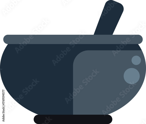 Witch's cauldron with bubbling potion and stirring stick, perfect for halloween or fantasy projects