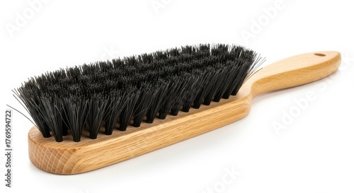 Wooden brush with black bristles for cleaning and household chores