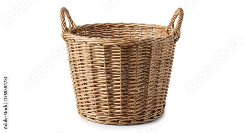 Woven Wicker Basket Container with Handles for Storage and Decor