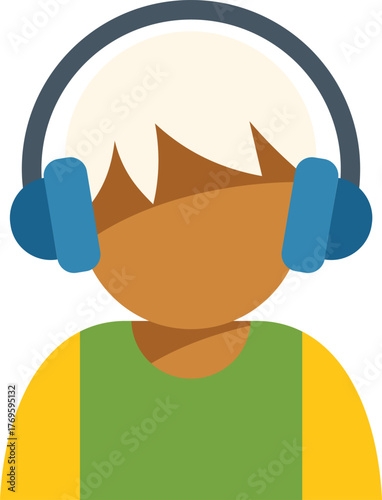 Faceless young person with headphones enjoying audio content, immersed in music, podcast, or audiobook