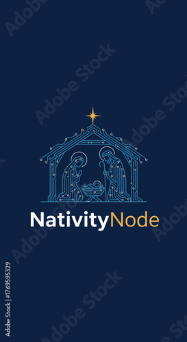Nativity Scene Silhouette with Star and Text Overlay.
