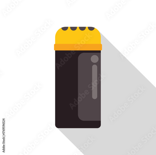 Spice jar with perforated yellow lid and long shadow, ideal for culinary projects