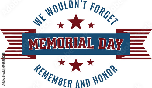 Memorial day patriotic banner with stars and stripes illustration