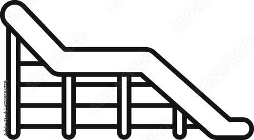 Simple line drawing of a playground slide, perfect for representing children's playtime and outdoor activities