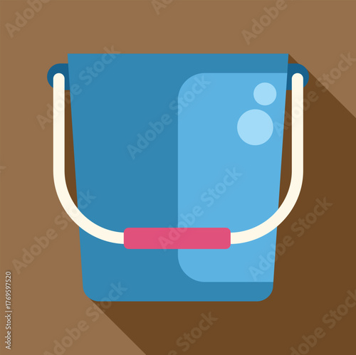 Cleaning bucket with handle and bubbles, ideal for domestic chores, cleaning service, and housekeeping