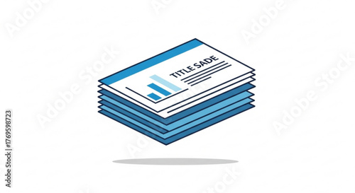 Stack of business documents with title and graph, showcasing organized information and data on a business reports and paperwork concept
