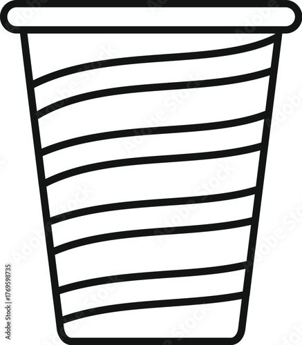 Simple disposable paper cup with wavy lines, ideal for hot drinks and takeaway beverages