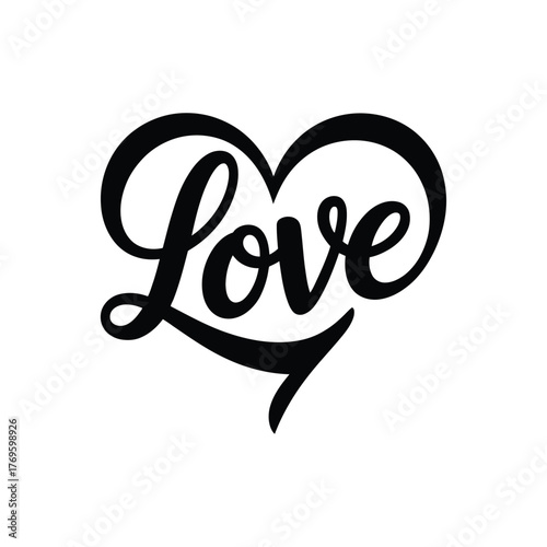 Elegant heart shape with the word love in calligraphy