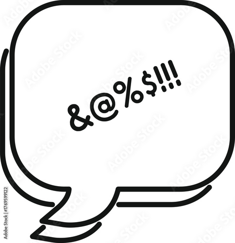 Comic speech bubble censoring a swear word, using symbols like ampersand, at, percent, and dollar signs
