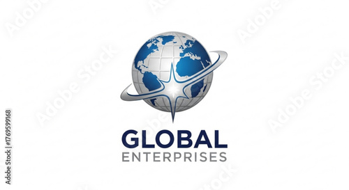 Global enterprises logo with earth and ring, representing international business and worldwide connections
