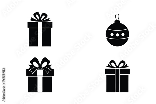 Festive christmas icons set twinkling star candy cane gift tree ornament snowflake festive fun