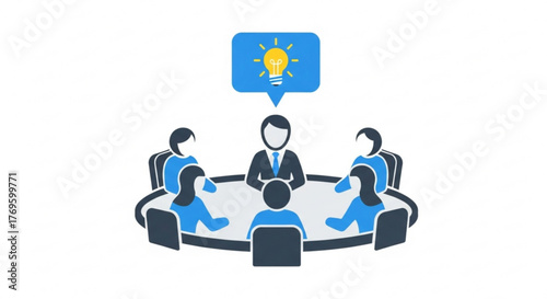 Group of people sitting around a table having an idea