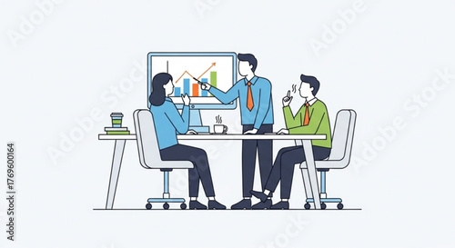 A business team is working together on a project, analyzing data, and discussing strategy they are collaborating to achieve success