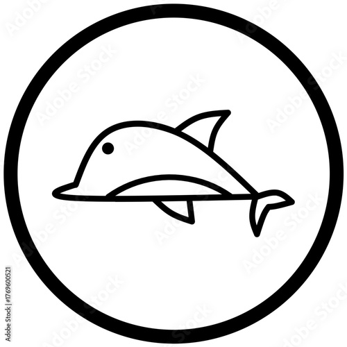 Fish Icon Vector Rounded Logo