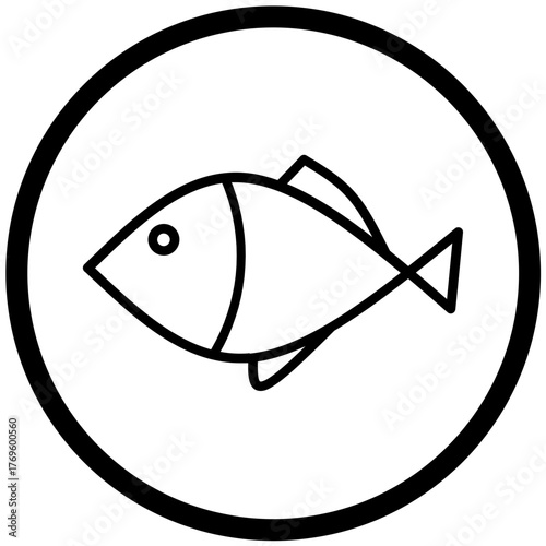 Fish Icon Vector Rounded Logo