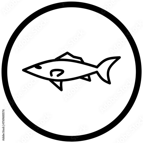 Fish Icon Vector Rounded Logo