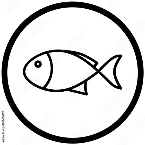 Fish Icon Vector Rounded Logo