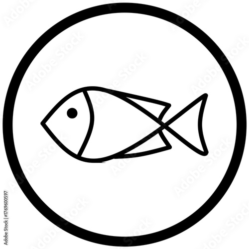 Fish Icon Vector Rounded Logo