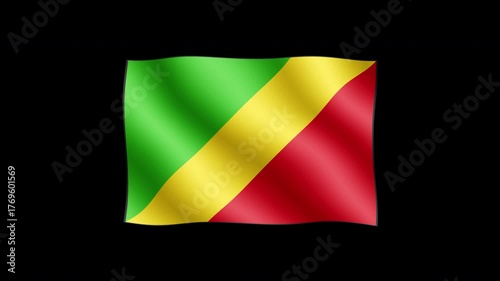 Republic of the Congo - High quality animation of waving flag on transparent background. Seamless animation.