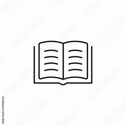 simple open textbook icon sign vector