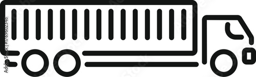 Simple line icon representing a cargo truck carrying goods, symbolizing shipping, logistics, and freight transport