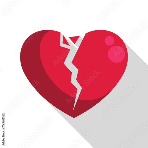 Red broken heart representing sadness and sorrow, perfect for valentine's day, breakups, or difficult times