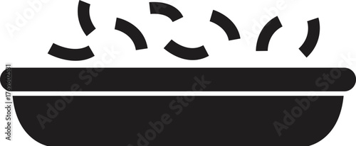 Black silhouette icon of dry pet food falling and bouncing into a bowl
