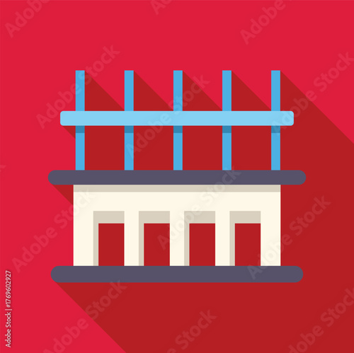 Construction of a new stand with pre fabricated tribune modules being hoisted by crane