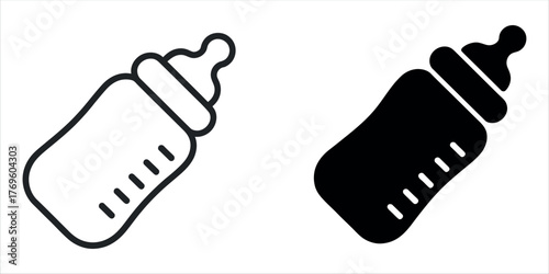 Minimalist Milk Bottle Icon Vector Symbol. Simple Design Representing Dairy, Nutrition, Beverage, Freshness, and Healthy Food Products.