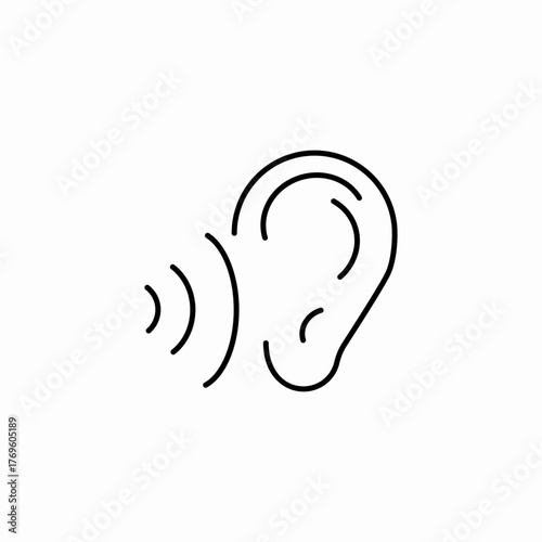 ear hearing soundwaves icon sign vector
