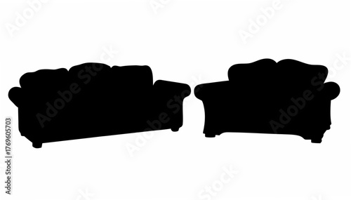 Elegant silhouette design featuring two cozy sofas, perfect for interior design projects, furniture layouts, or creating a warm and inviting atmosphere